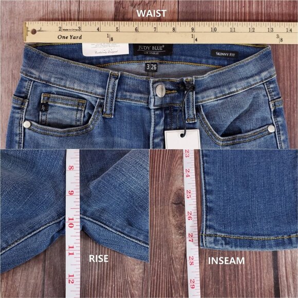NWT Judy Blue Womens Size 3/26 Skinny Fit Blue Denim Jeans Ankle Slit - Picture 15 of 15